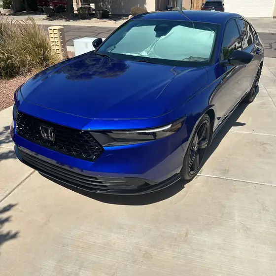 Blue Honda Accord with a glossy exterior after a full detail