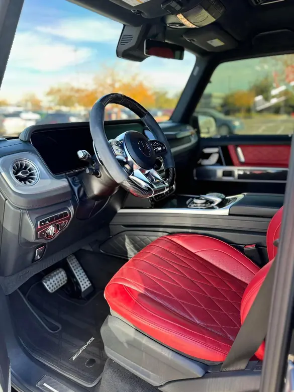 Mercedes-AMG G63 red diamond-stitch interior detailed