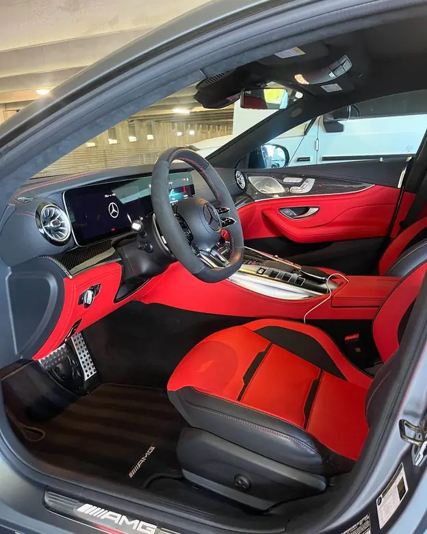 Mercedes-AMG GT 4-Door red interior after a detail