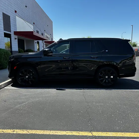 Detailed black Cadillac Escalade, second angle