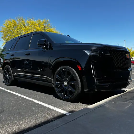 Black Cadillac Escalade after a wash and wax