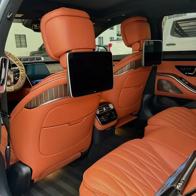 Cognac leather Mercedes S-Class rear interior detailed